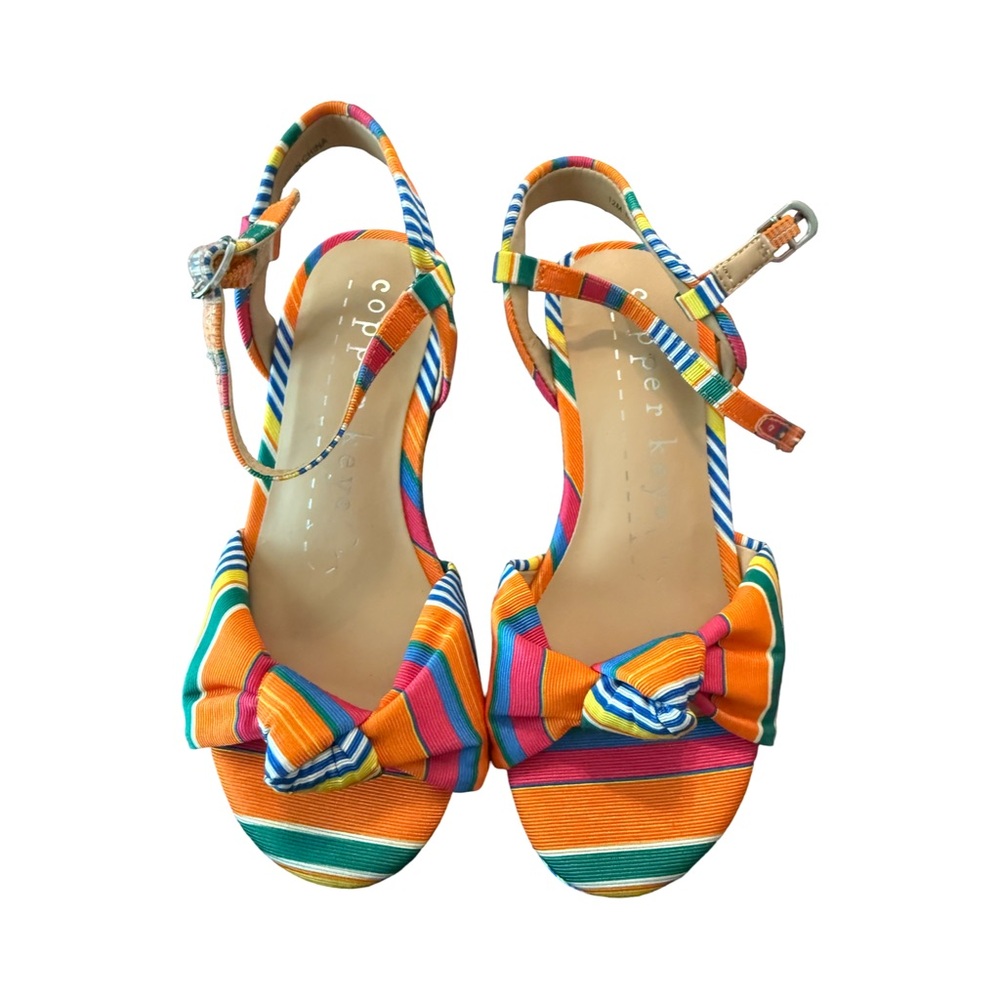 Copper Key Multicolor Striped Bow Slingback Sandals